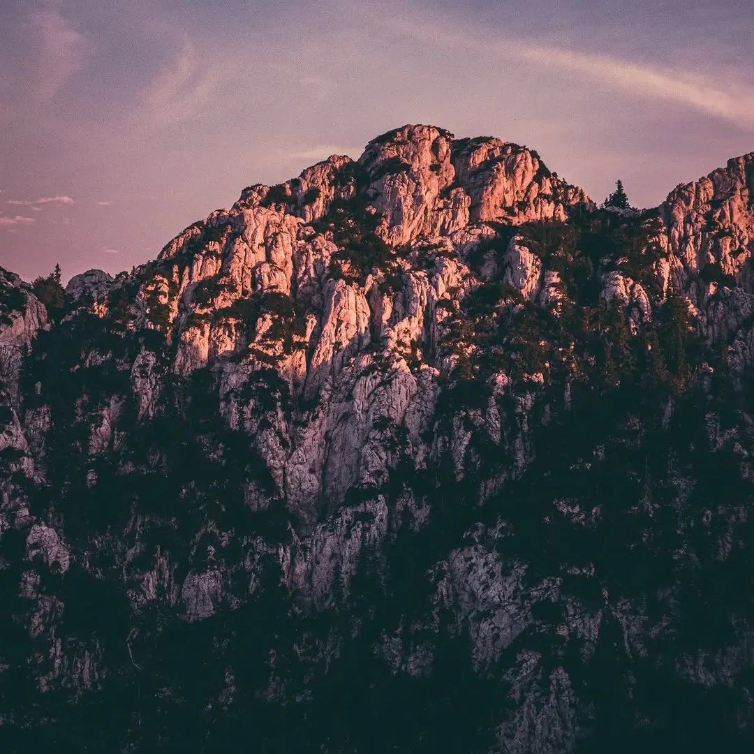 Limestone cliffs on Velebit in warm evening light