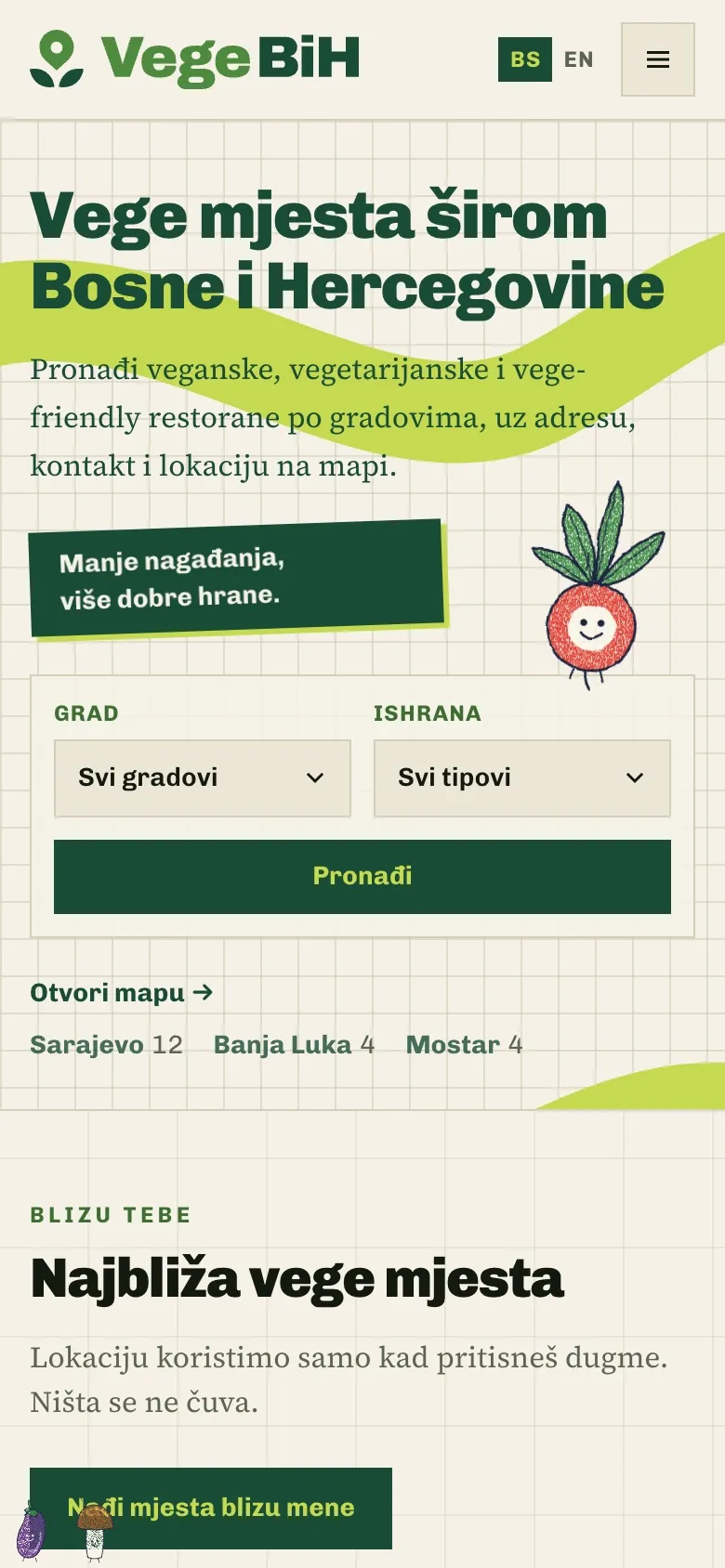 Mobile view of VegeBiH