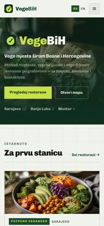 Mobile view of VegeBiH